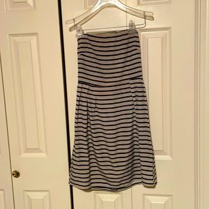 Everly strapless dress size small, black and taupe stripes